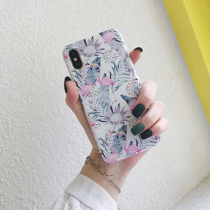 Чехлы для телефонов iPhone 6 6S 7 8 Plus кактус Фламинго матовый IMD мягкий чехол для iPhone XS MAX XR X S задняя крышка fundas - Цвет: 1