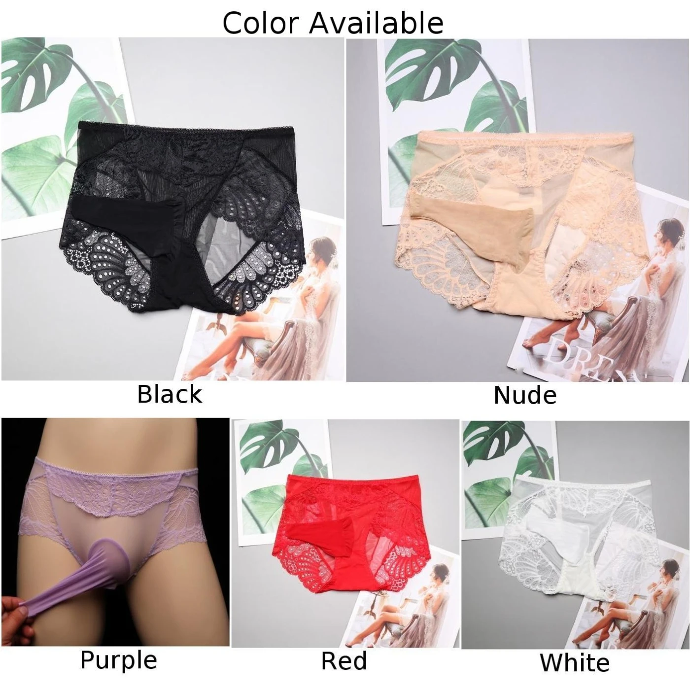 saxx briefs Open/Close Elephant Nose Lace Men's Briefs Ultrathin Mesh Sexy Underwear Penis Sheath Panties Transparent JJ Sleeve Underpants mens pouch briefs