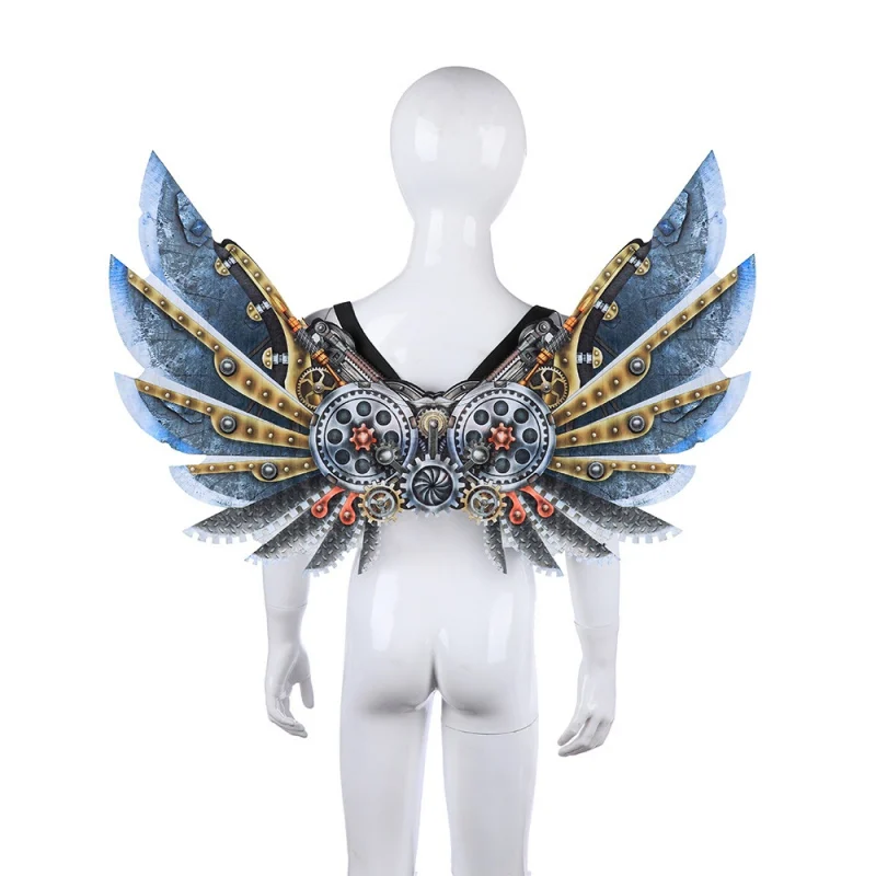 

3D Print Mechanical Punk Wings Non-Woven Fabric 2019 Halloween Mardi Gras Theme Party Costume Cosplay Wings For Children