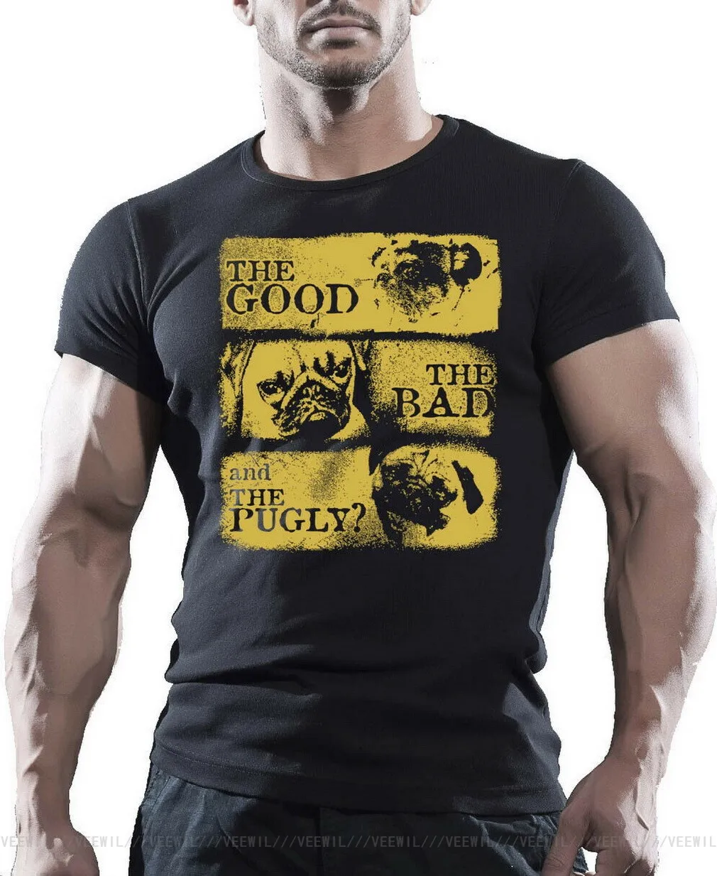 The Good Bad And Pugly Mens Funny Pug Dog T-Shirt Puppy Lover Owner Pet Tee Homme Plus Size TEE Shirt | Мужская одежда