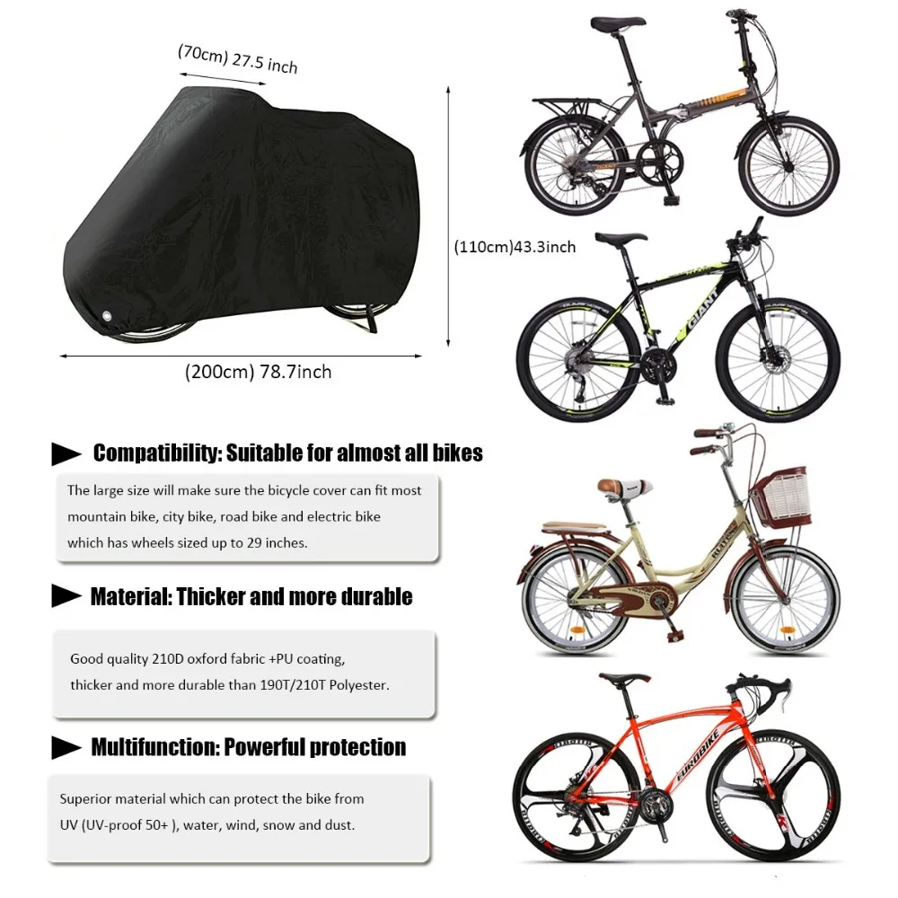 Чехол для велосипеда, для улицы, водонепроницаемый, чехлы для велосипеда, защита от дождя, солнца, УФ, пыли, ветра, с отверстием для замка, для горной дороги, электровелосипеда, XL