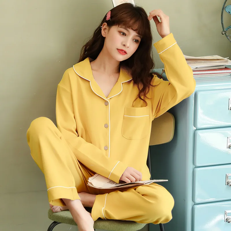 

2020Spring and Autumn New Women's Pajamas Cardigan Pure Cotton Long-sleeved Ladies Home Wear Sleep Tops Pijamas Women Sleepwear