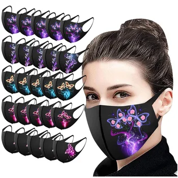 

Mascarilla 25pc Adult Butterfly Print Face Mask Fashion Mouth Mask For Black Masks Washable Earloop Mask Mouth Caps Washable