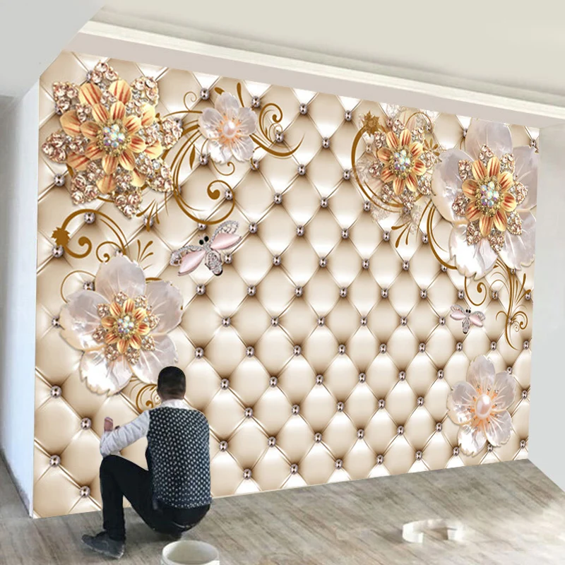 Custom Any Size 3d Mural Wallpaper European Style Crystal Flower Photo Wall Painting Living Room Theme Hotel Luxury Decor Wall Wallpapers Aliexpress