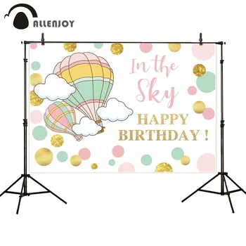 

Allenjoy photography backdrops travel in the sky happy birthday banner wall background for photo studio party decoracion custom