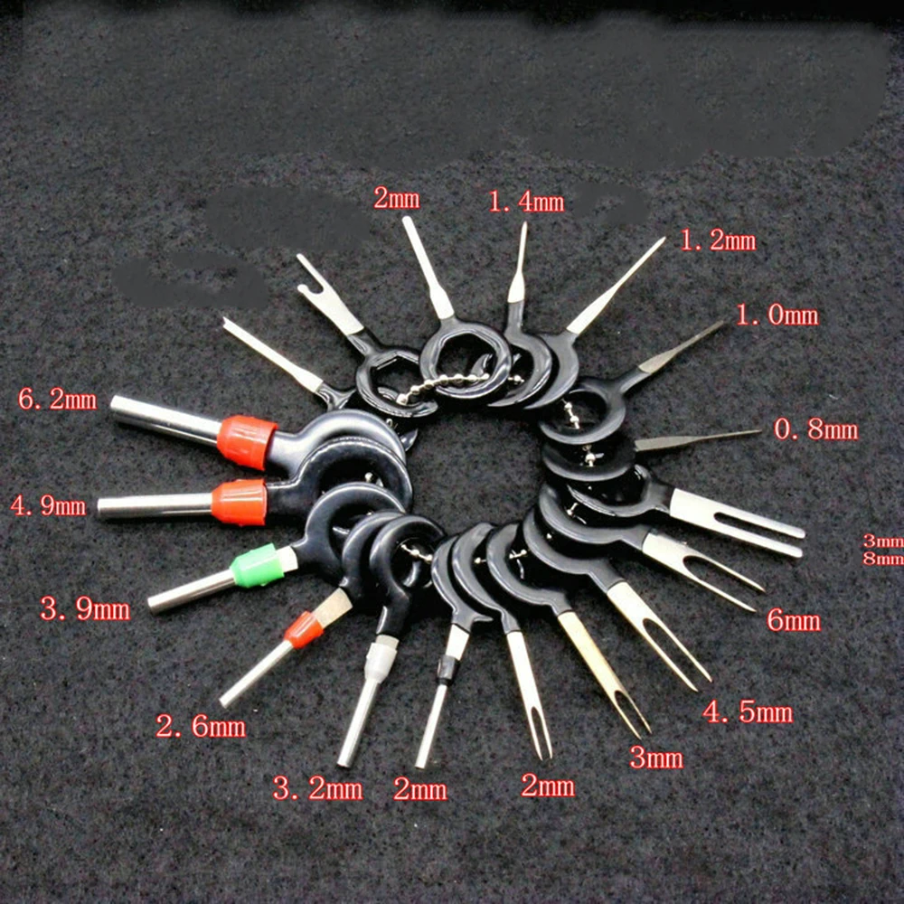 18 piece Набор для извлечения штифтов Инструменты для удаления штифтов ключ Практичный Прочный портативный металлический цвет автомобиля электрическая проводка обжимной разъем - Цвет: 18 piece