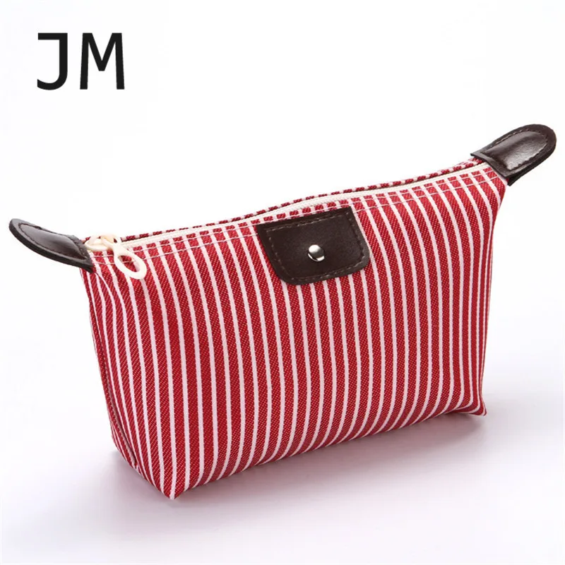 JM сумка для макияжа, женская модная сумка для макияжа, быстрая упаковка, смесь хлопка, водонепроницаемые дорожные сумки на молнии, новинка - Цвет: red