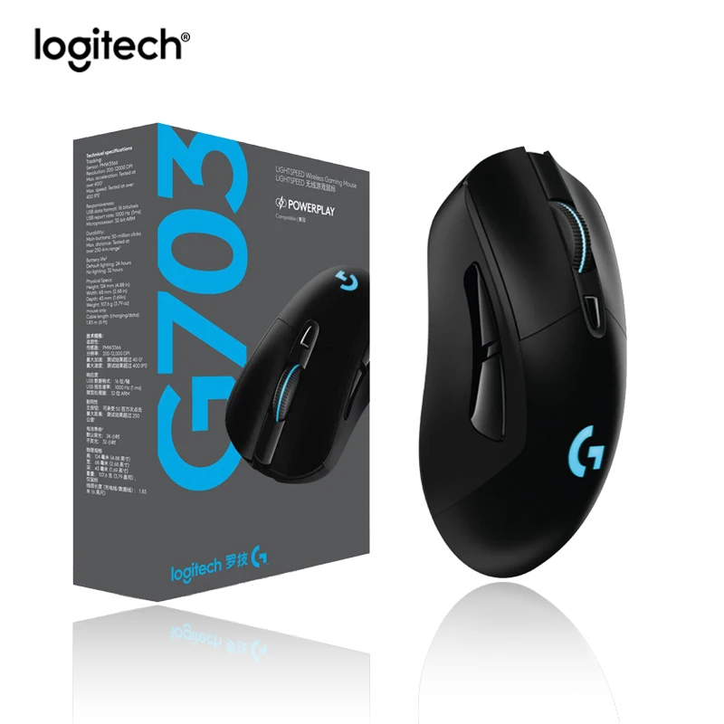 Беспроводная оптическая мышь Logitech G703 Lightspeed черная подходит для деловых и