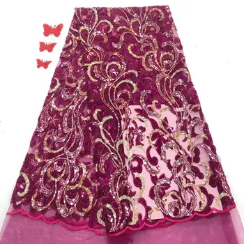 

African Lace Fabric 2019 High Quality Lace Purple African Velvet Lace Fabric Nigerian Lace Fabrics For Wedding 2019