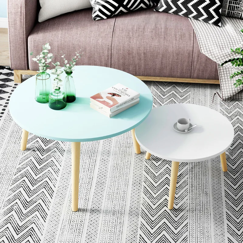 

Multi-color Coffee Table Durable Compact Small Dinning Table Round Wooden Simple Table for LIving Room and Bed Room