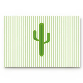 

Plant Green Cactus Geometric Stripes Living Room Doormat Home Environmental Protection Bathroom Door Non-slip Floor Mat