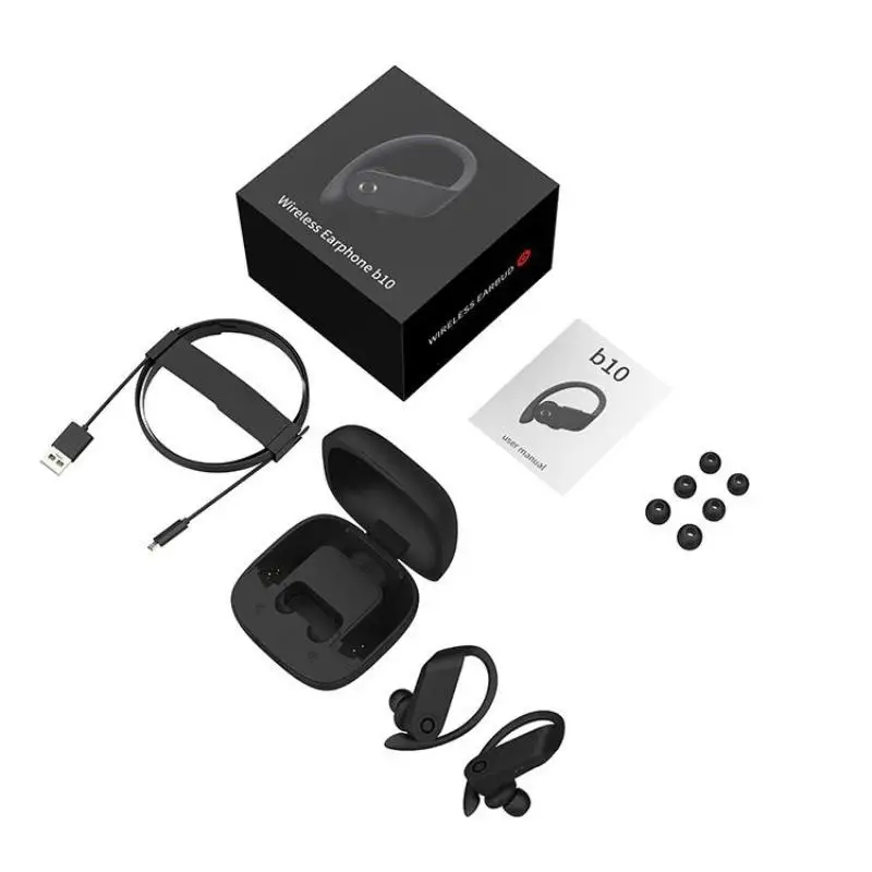 B10 Bluetooth 5,0 Беспроводная Спортивная гарнитура Tws стерео наушники с микрофоном зарядная коробка для всех смартфонов Поддержка беспроводной зарядки
