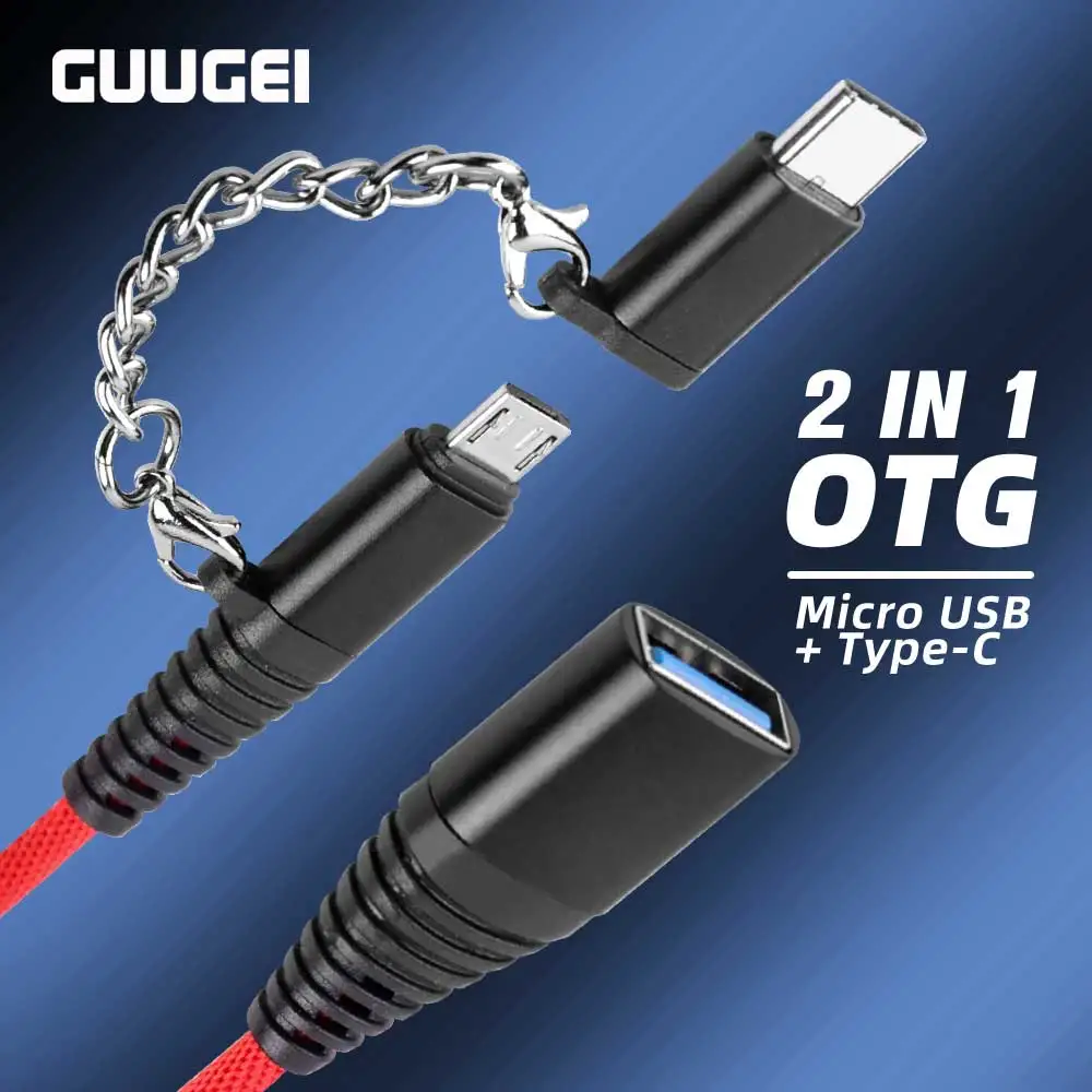 GUUGEI 2 в 1 OTG Кабель-адаптер тип-c для общего пользования+ микро USB для передачи данных USB2.0 мать-мать OTG линия для Xiaomi 10 Note 10