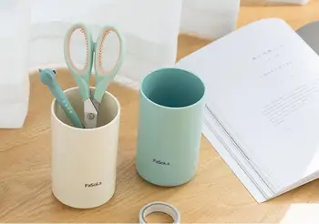 

Desktop solid color organizer multi function double deck pen holder office stationery storage supply pencil container desk sets