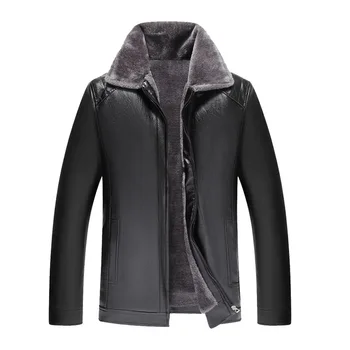 

2020 Men's Casual Stylish Zipper Closure Warm Fur Collar Warm Leather Jacket Male leather jacket fox fur collar leather jacket