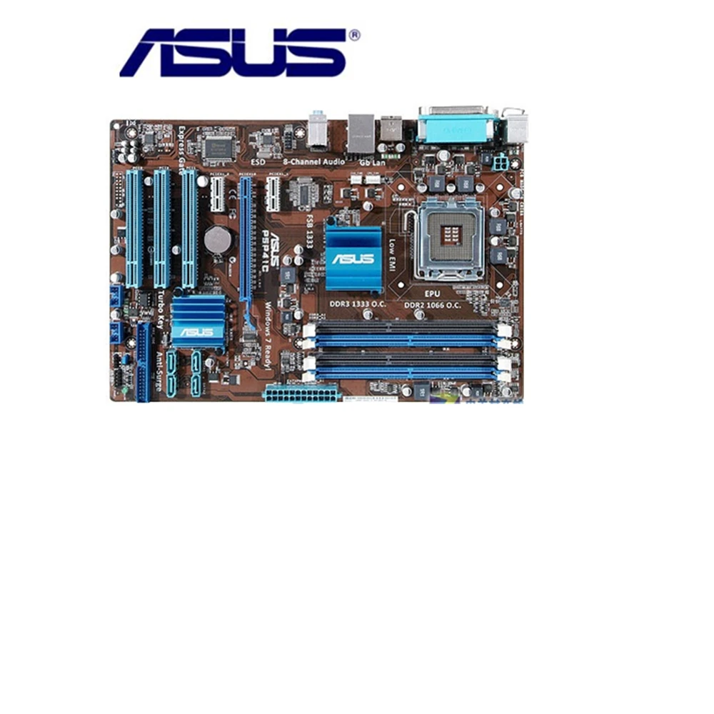 Настольная Материнская плата Asus P5P41C P41 Socket LGA 775 Q8200 Q8300 DDR2/3 16G ATX UEFI BIOS оригинальная