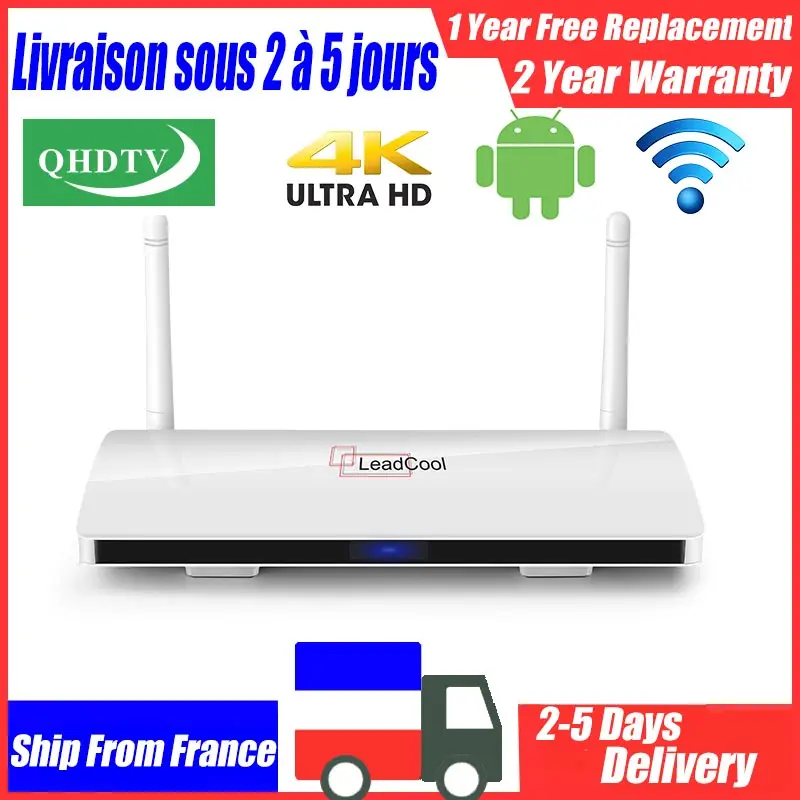 Leadcool qhd tv ip box android 9.0 TV BOX Amlogic S905W 1080P 4K Android IP Доставка из Франции Европа M3U |