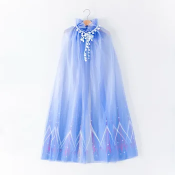 

Wholesale 2020 Girl's Mesh Cape Blue Colorful Long Length Princess Cloak Halloween Cartoon Cosplay Shawl E20614