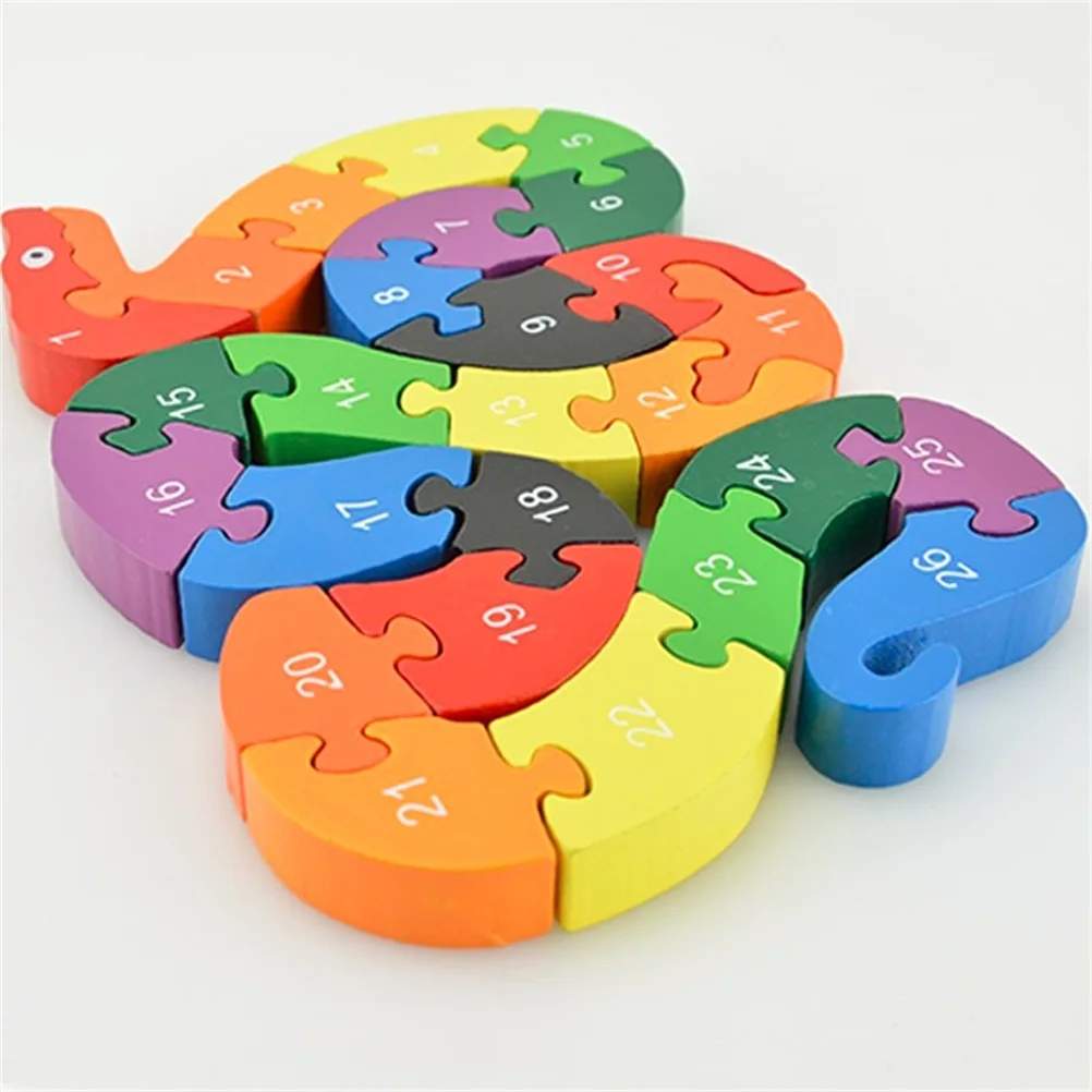 Kids Wooden Puzzle Toys Children Learning Letters Alphanumeric Lovely Snake Shape Educational Toy | Игрушки и хобби