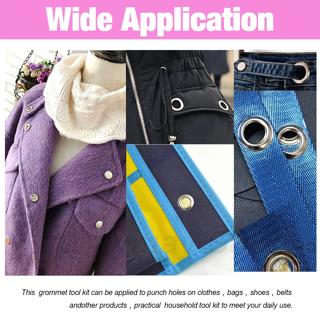 200pcs Metal Eyelets Grommets Punch Installer Tool Set Eyelets Kits For Clothing Shoes Caps Belt LeatherCrafts With Storage Box