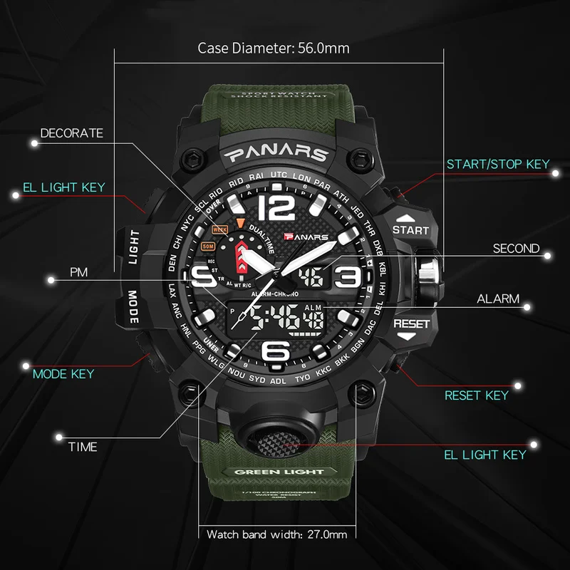 Men Military Watch 50m Waterproof Wristwatch LED Quartz Clock Sport Watch Male relogios masculino Sport S Shock Watch Men