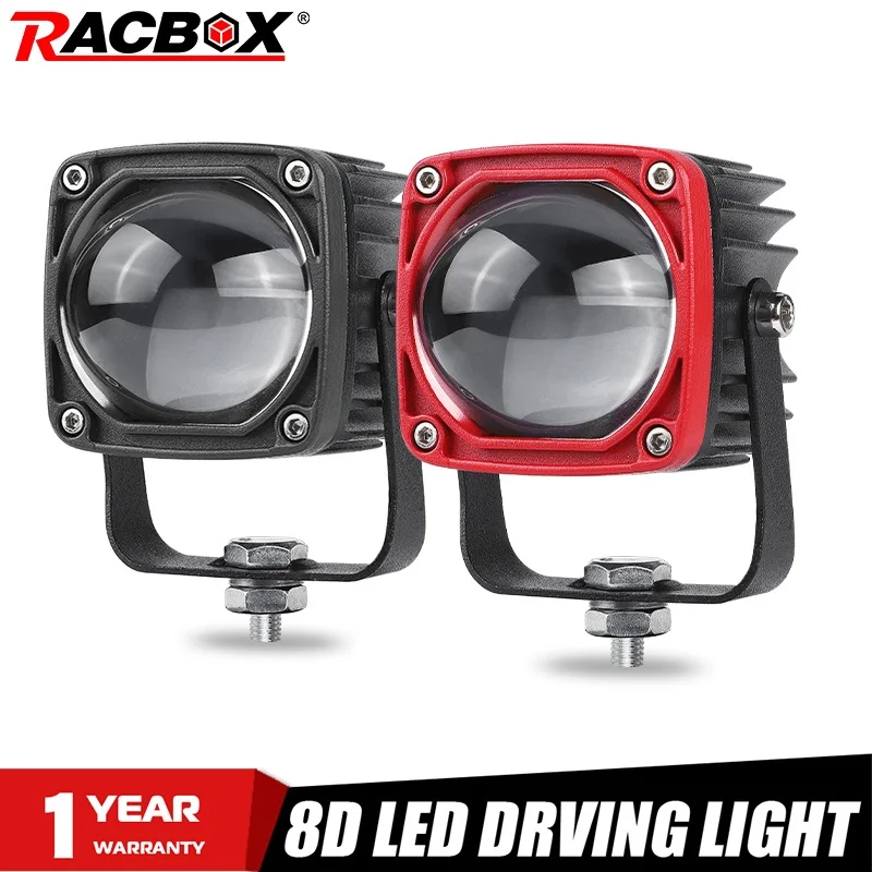 2 pouces 8D lentille Led travail lumière 6000K blanc 3500K jaune conduite lumière antibrouillard projecteur voiture camion hors route moto 12V 24V