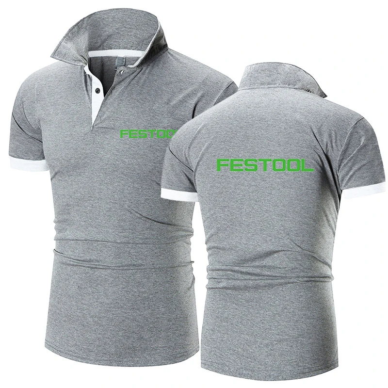 Mens Breathable Solid Color Polo Shirt Summer Tee