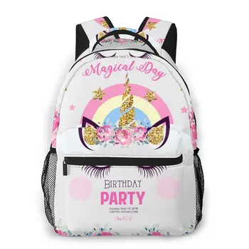 

2020 Travel Backpacks Birthday Party Invitation With Unicorn Girl Backpack For Women Large Capacity School Bag For Teenage