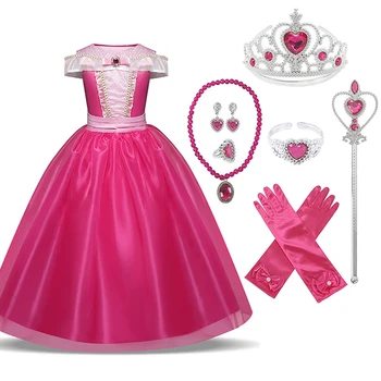 

Sleeping Beauty Princess Aurora Cosplay Costume Anna Elsa 2 Girls Dress Kids Dresses For Girls Halloween Party Dresses 4 6 8 10T