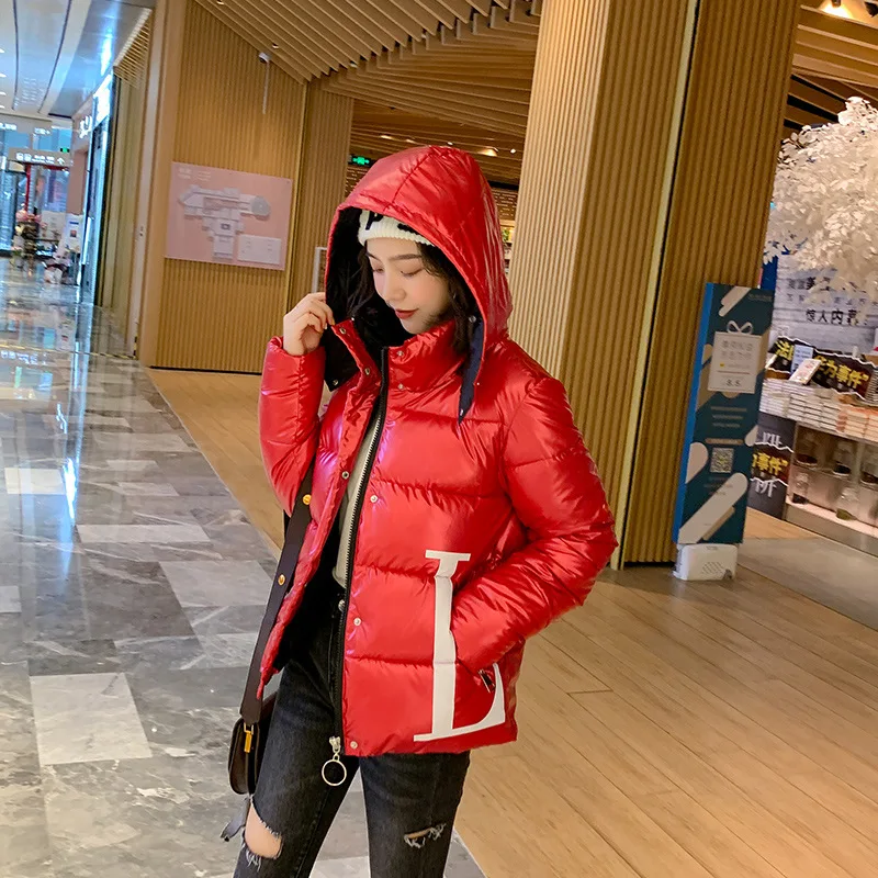 2019 New Fashion Glossy Womens Winter Jacket Coat Short Warm Cotton Padded Jacket Thick Ladies Coat