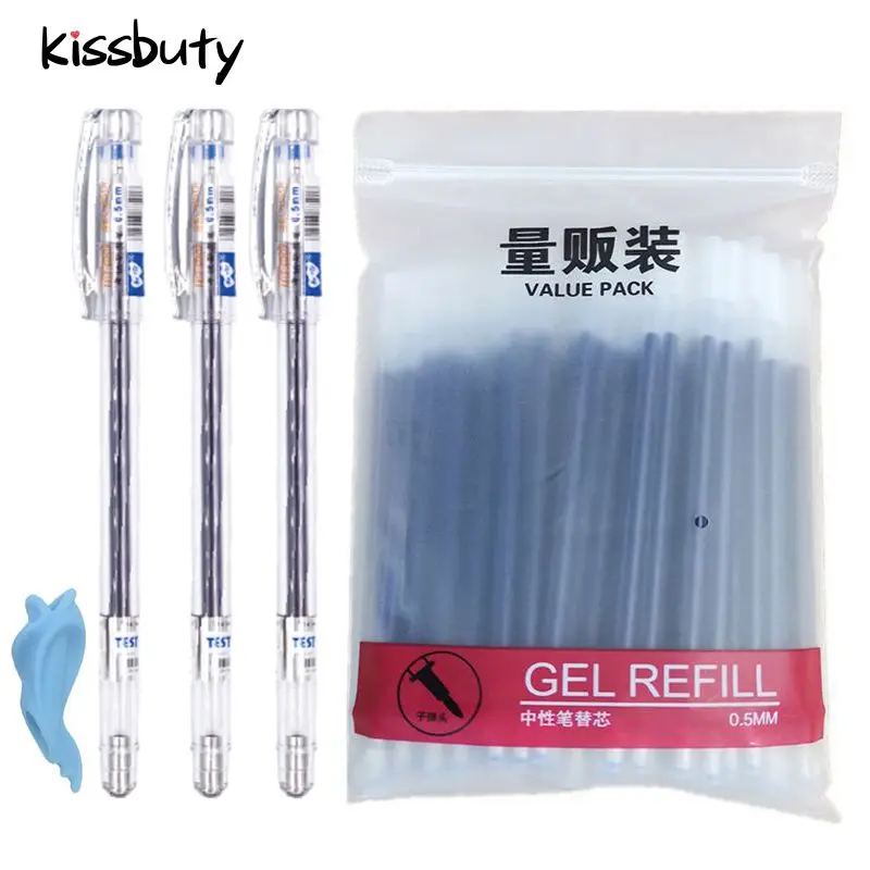 

4+100Pcs/Set Gel Pen Refill Office Signature Rod for handle Red Blue Black Ink Refill Pen Grips Office School Writing Stationery