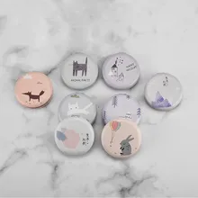 HUAMIANLI Portable Double-Sided Folding Mirror Cute Princess Mirror Cactus Print Makeup Mirror For Women