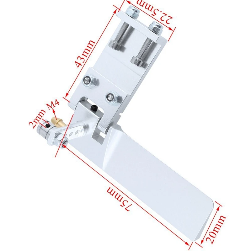 Aluminum Long Rc Boat Rudder With Water Pickup Absorbing Steering For Electric Gas Remote Control Model Parts Cnc(75Mm)