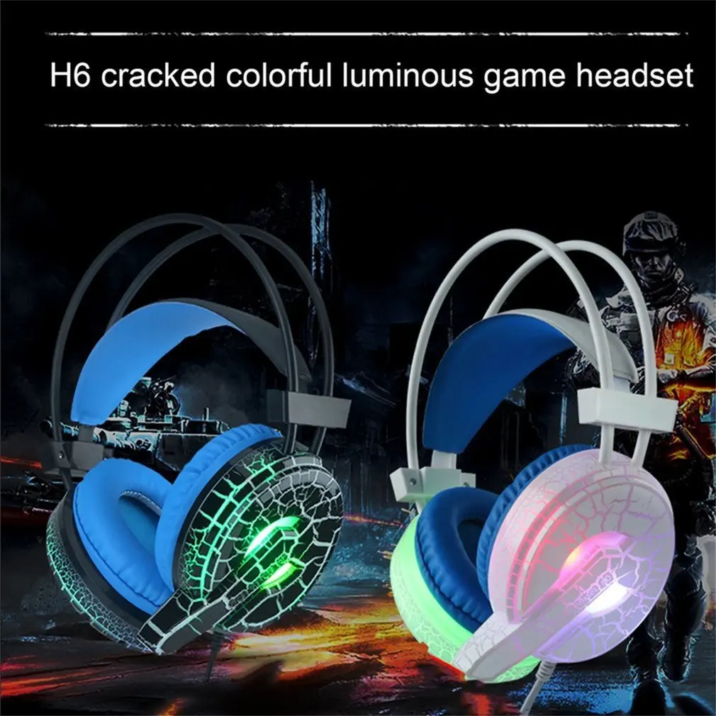 Мода H6 игровая гарнитура глубокий бас компьютерные игровые наушники с микрофоном светодиодный свет для компьютера PC Gamer