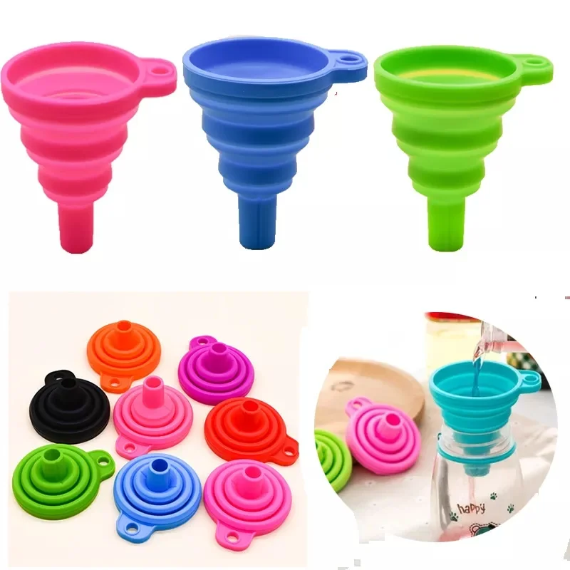 Heat Resistant Folding Silicone Funnel Foldable Funnel Silicone Collapsible Portable Kitchen Tools Kitchen Accessory 70% kitchen splatter screen,kitchen splash guard