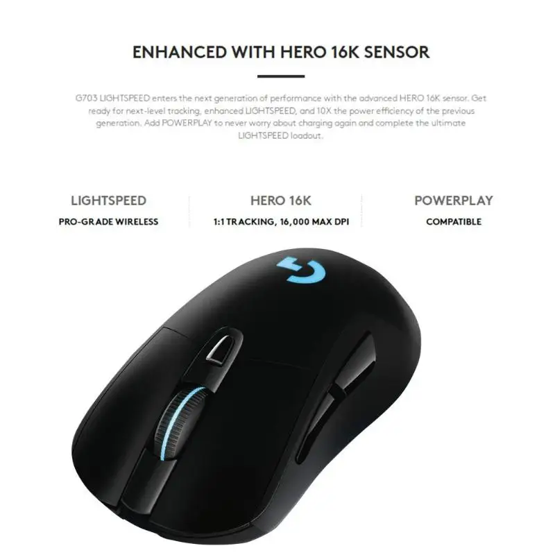 Logitech G703 LIGHTSPEED Беспроводная игровая мышка 16000 dpi Оптические мыши с сенсором Hero Компьютерные периферийные аксессуары