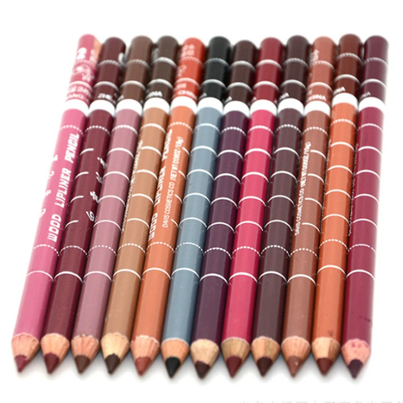 1PC Professional Wood Lip liner Waterproof Lady Charming Liner Soft Pencil Makeup Women's Long Lasting Cosmetic Tool 28Color | Красота и