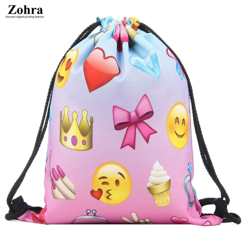 

Zohra AliExpress Hot Selling Digital Printing Drawstring Bag Shopping Storage Drawstring Backpack