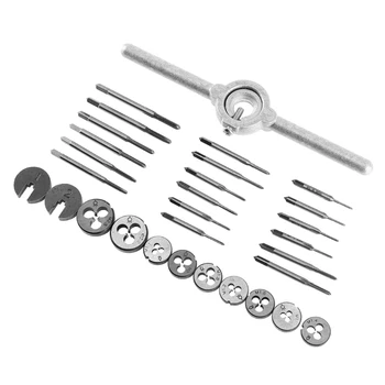

31Pcs Mini HSS Metric Thread Plugs Taps Dies Wrench Handle Set M1-M2.5 Screw New