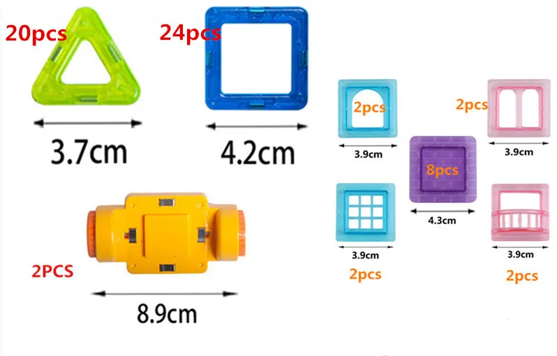 Мини 24 шт.-98 шт. Магнитная дизайнерская игрушка-конструктор для мальчиков и девочек магнитные Строительные блоки DIY колесо обозрения модель автомобиля животное - Цвет: 62pcs