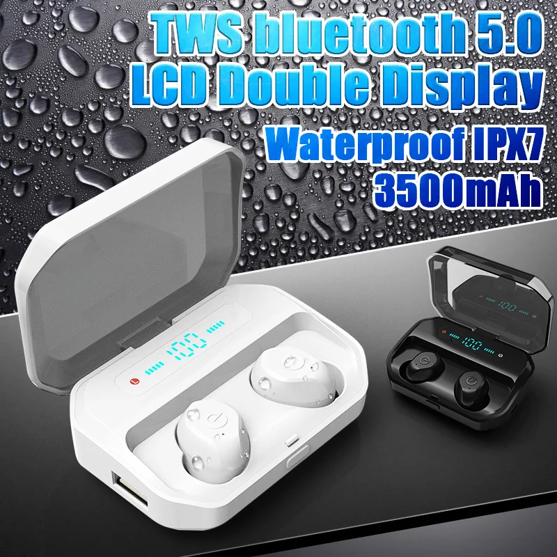 TWS 5,0 bluetooth 9D стерео наушники беспроводные наушники IPX7 водонепроницаемые спортивные наушники с внешним аккумулятором 3500 мАч