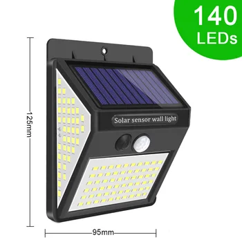 

140 LED Lighting Outdoor LED Light Waterproof IP65 Solar Wall Lamp with Motion Sensor Garden Street Decoration foco led exterior