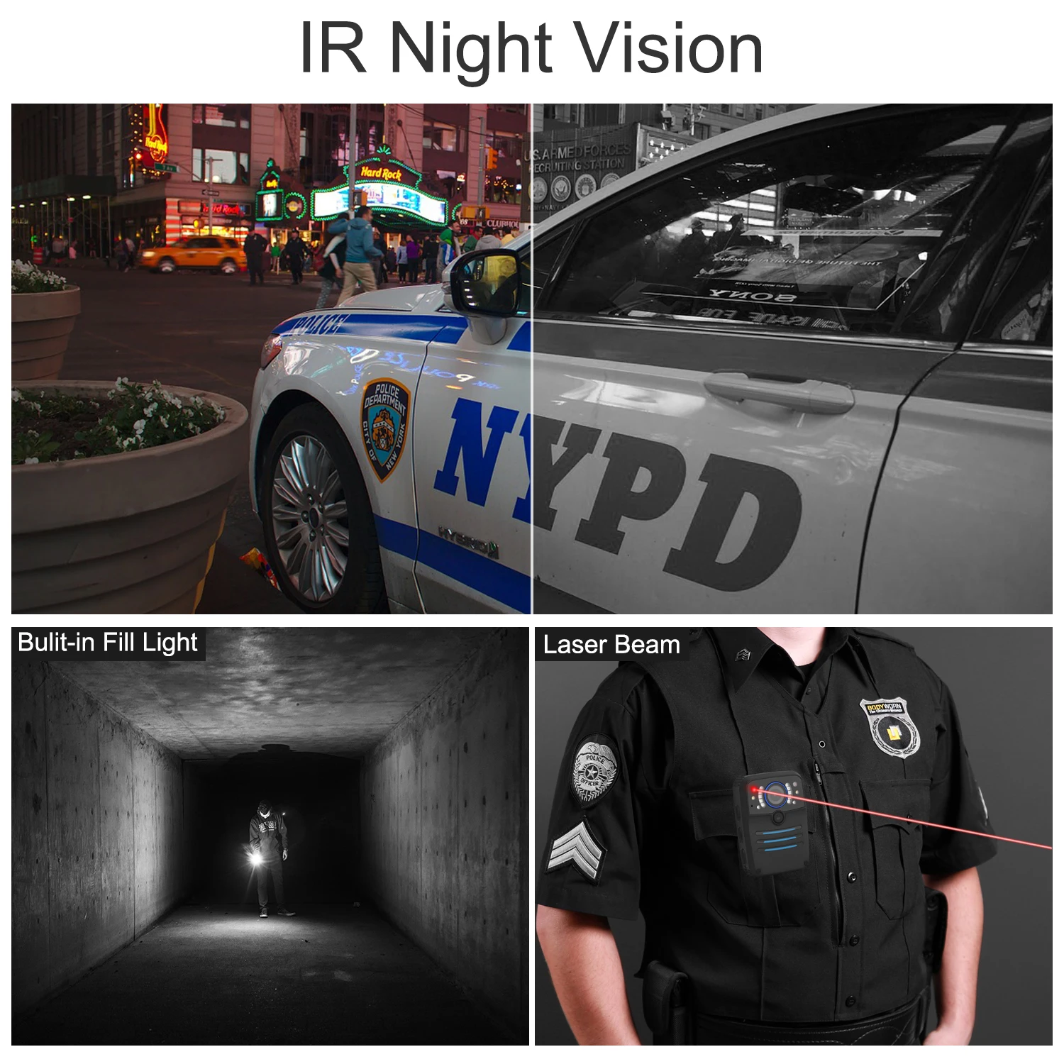 Police Body Camera Law Enforcement Records 1296P 30FPS 38MP Built-in 64GB Memory Security Guard Body Camera Night Vision