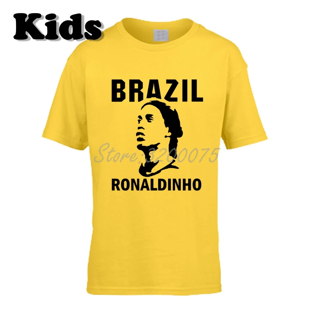 Детская футболка с надписью Ronaldo De Assis Moreira Ronaldinho 10 Brazil Legend круглым вырезом для