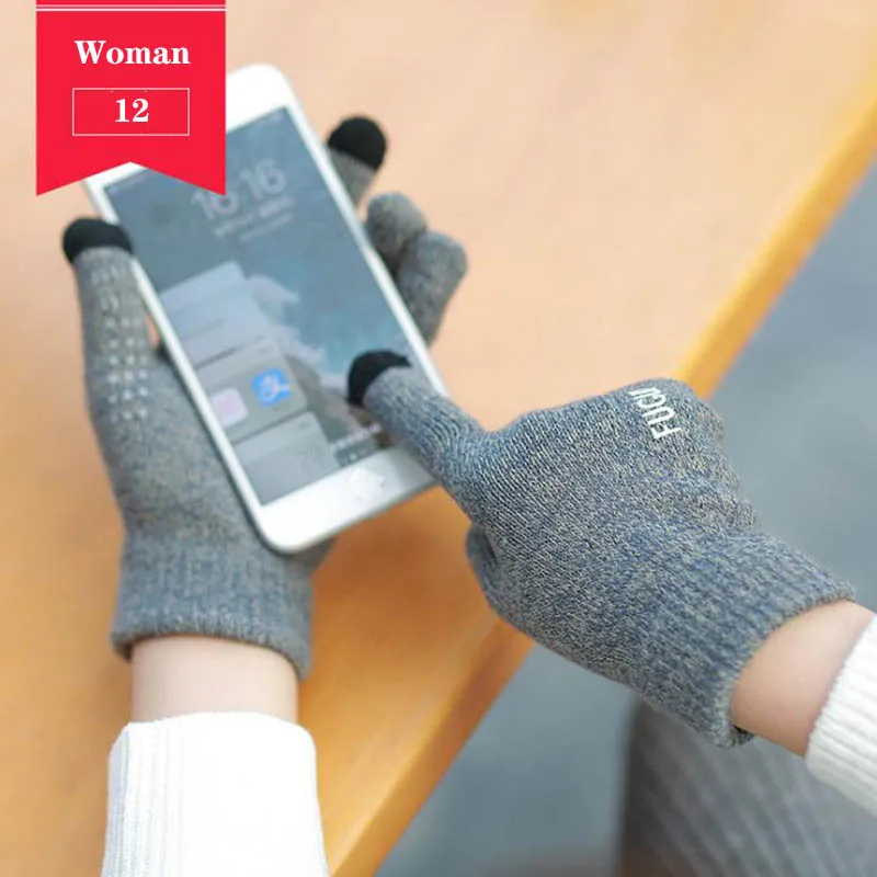 Calymel перчатки для сенсорного экрана для женщин, мужчин, перчатки для девушек, женские тянущиеся вязаные перчатки, варежки, зимние теплые аксессуары - Цвет: I11-12