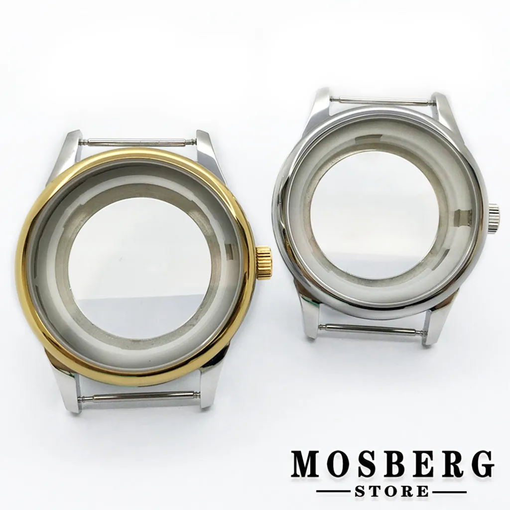 

40mm Silver Gold Watch Case 316L Stainless Steel For ETA 2836 Miyota 8215 8205 821A DG2813 3804 Movement Watches Accessory Parts
