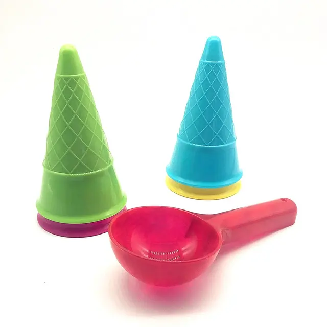 Beach Toys Ice Cream Mold Scoop Plastic Beach Toys Pretend Game Water Sand Cake Mould For Children Kids Summer Outdoor 2