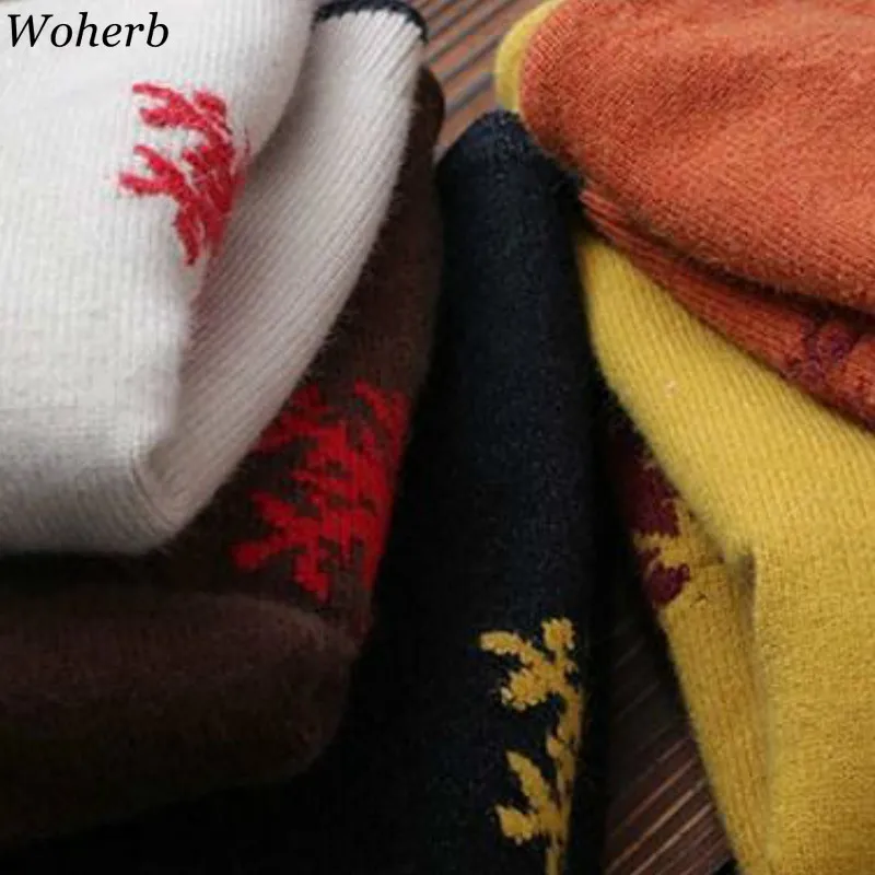 Woherb винтажный свитер женский v-образный вырез длинный рукав кардиган пальто вышивка "снег" однобортный Трикотаж Повседневная мода новинка 91038