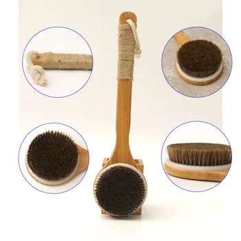 

Shower Brush With Long Bamboo Wood Handle Back Scrubber Spa Exfoliator Bath Body Massage Brushes Hot Mdf