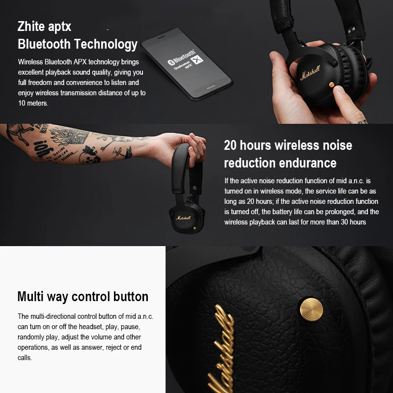 Headset Wireless Bluetooth With Multi-way Control Button Foldable Manual Noise Reduction Earphones Portable Outdoor Headphone